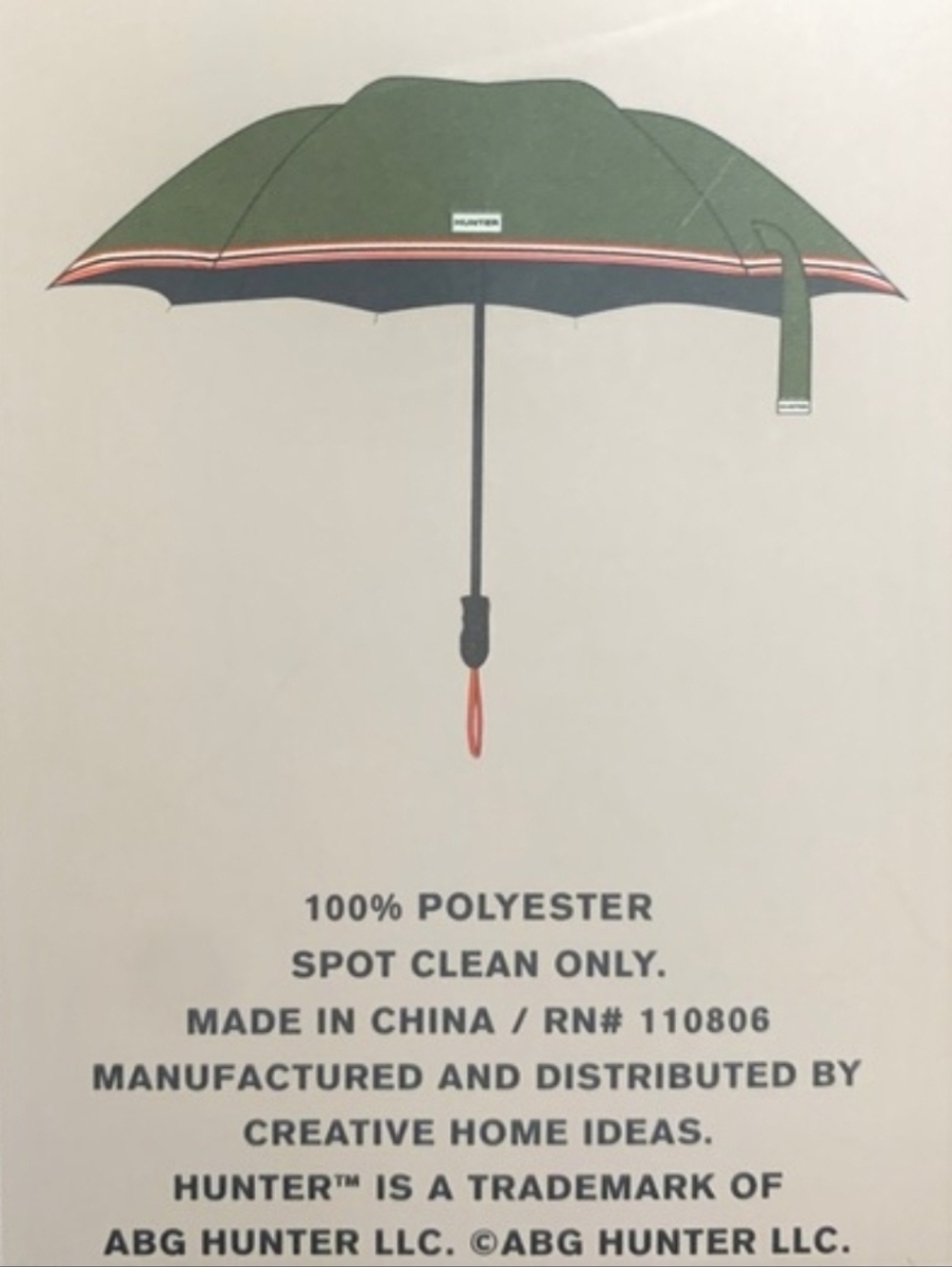 Hunter Travel Umbrella in Hunter Green with Red Trim - Picture 3 of 3